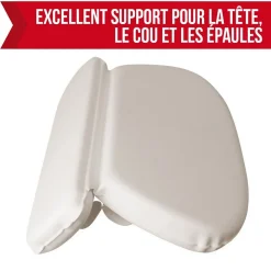 Vivezen Coussin, oreiller de bain avec ventouses pour baignoire, Spa - Blanc -