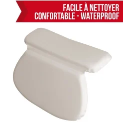 Vivezen Coussin, oreiller de bain avec ventouses pour baignoire, Spa - Blanc -