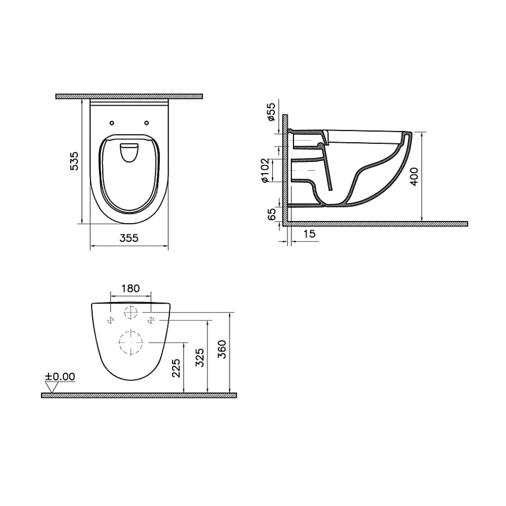 GoodHome Cuvette suspendu sans bride Winam