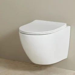 Wc Suspendu|Planète Bain Cuvette suspendue sans bride avec abattant slim - Ceres