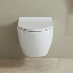 Wc Suspendu|Planète Bain Cuvette suspendue sans bride avec abattant slim - Ceres