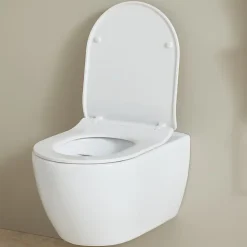 Wc Suspendu|Planète Bain Cuvette suspendue sans bride avec abattant slim - Ceres