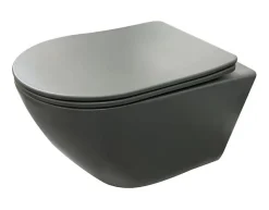 Sanitaire Cuvette suspendue sans bride KELOS Flush Gris Foncé avec abattant