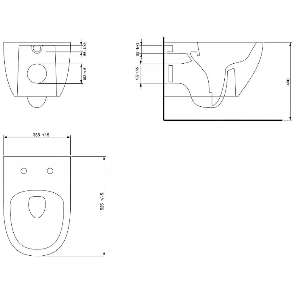 Wc Suspendu|Planète Bain Cuvette suspendue sans bride Gris mat - Knidos