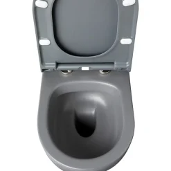 Wc Suspendu|Planète Bain Cuvette suspendue sans bride Gris mat - Knidos