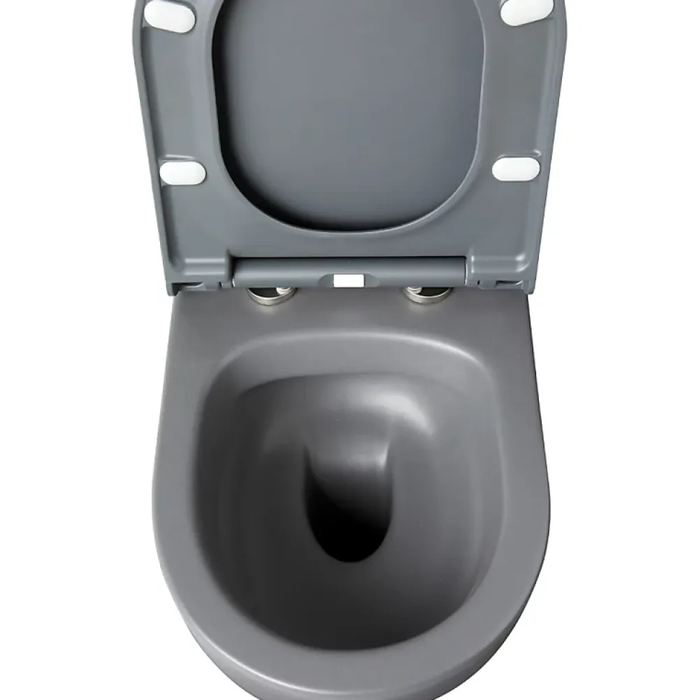 Wc Suspendu|Planète Bain Cuvette suspendue sans bride Gris mat - Knidos