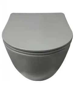 Wc Suspendu|Sanitaire Cuvette suspendue sans bride KELOS Flush Gris Clair avec abattant