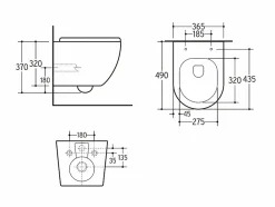 Wc Suspendu|Sanitaire Cuvette suspendue sans bride KELOS Flush Gris Clair avec abattant