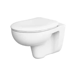 Cuvette suspendue Urmia en porcelaine vitrifiée avec abattant polypropylène blanc