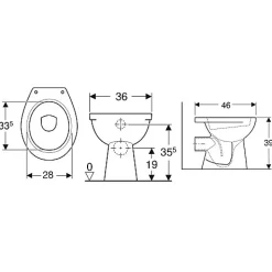 Wc Suspendu|Geberit Cuvette WC au sol PUBLICA sortie horizontale - - 00309000000