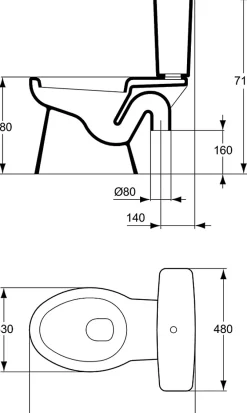 Porcher Cuvette WC seule ASPIRAMBO sans abattant sortie orientable D8cm - - P233001