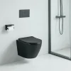 Wc Suspendu|Stano Cuvette WC suspendu CARCEO noir mat - sans bride et avec frein de chute