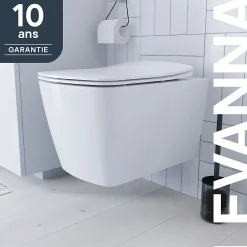 GoodHome Cuvette WC suspendu en céramique, l.36 x H.35,5 x P.50 cm, blanc, Levanna