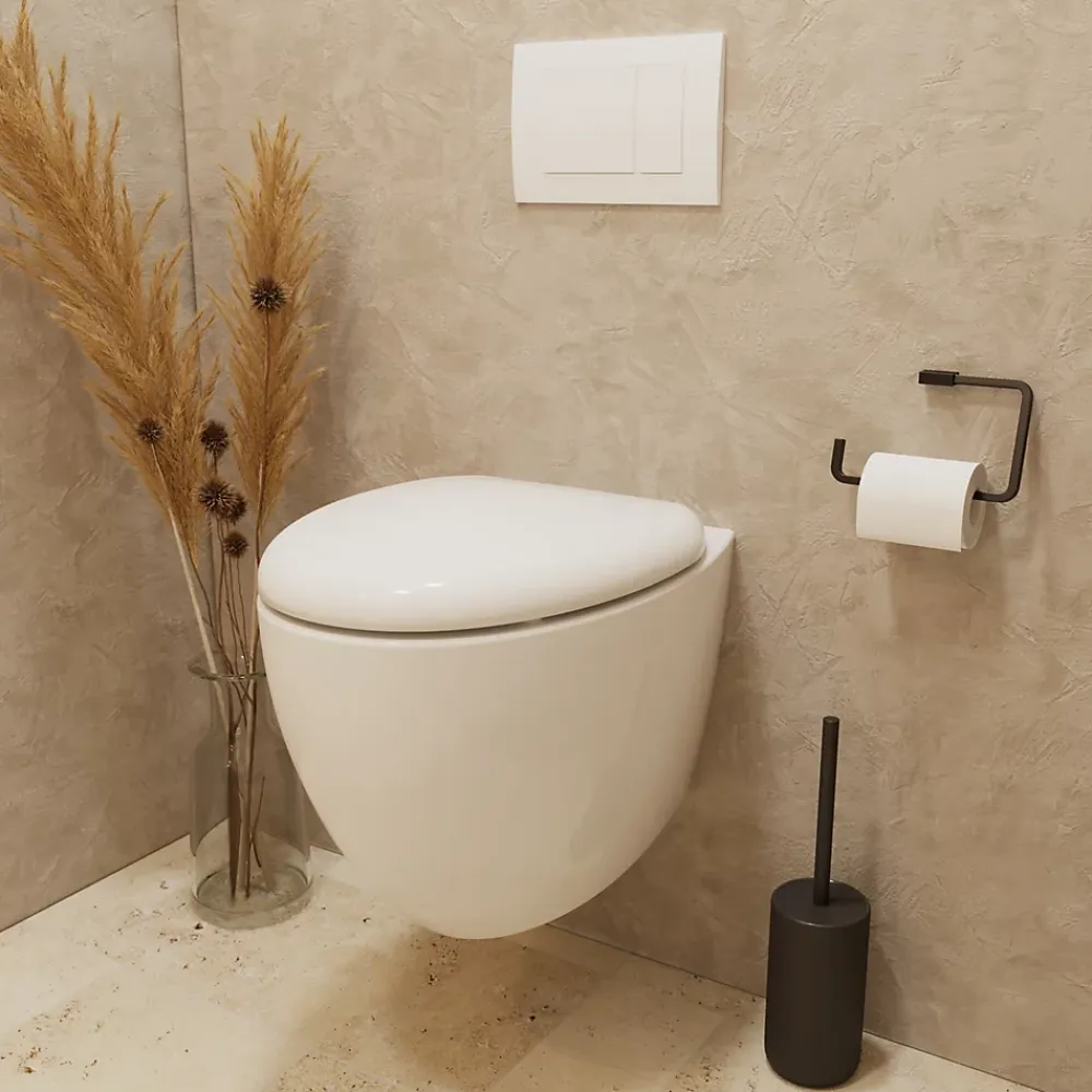 Wc Suspendu|GoodHome Cuvette WC suspendu en céramique, l.37,5 x H.36,5 x P.50 cm, blanc, effet Vortex, Kentia