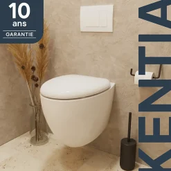 Wc Suspendu|GoodHome Cuvette WC suspendu en céramique, l.37,5 x H.36,5 x P.50 cm, blanc, effet Vortex, Kentia