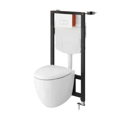 Wc Suspendu|GoodHome Cuvette WC suspendu en céramique, l.37,5 x H.36,5 x P.50 cm, blanc, effet Vortex, Kentia