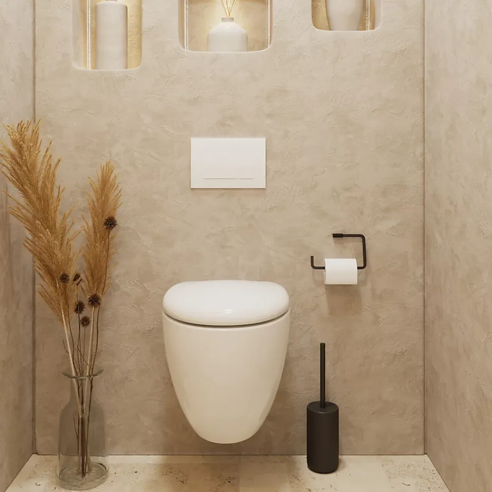 Wc Suspendu|GoodHome Cuvette WC suspendu en céramique, l.37,5 x H.36,5 x P.50 cm, blanc, effet Vortex, Kentia