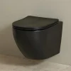 Planète Bain Cuvette WC suspendu gain de place 49 cm sans bride noir mat - Corolla