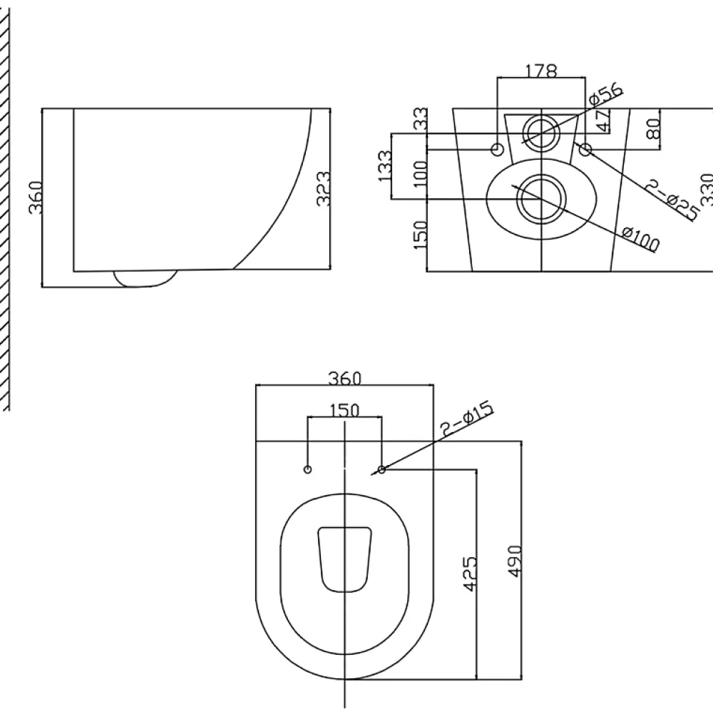 Wc Suspendu|Planète Bain Cuvette WC suspendu gain de place 49 cm sans bride blanc brillant - Corolla
