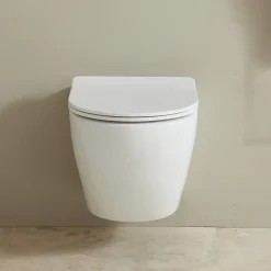 Wc Suspendu|Planète Bain Cuvette WC suspendu gain de place 49 cm sans bride blanc brillant - Corolla