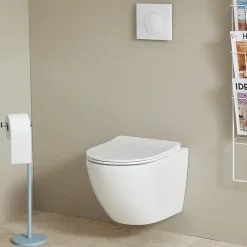 Wc Suspendu|Planète Bain Cuvette WC suspendu gain de place 49 cm sans bride blanc brillant - Corolla