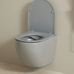 Planète Bain Cuvette WC suspendu gain de place 49 cm sans bride gris mat - Corolla
