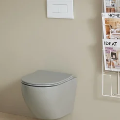 Planète Bain Cuvette WC suspendu gain de place 49 cm sans bride gris mat - Corolla