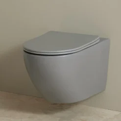 Wc Suspendu|Planète Bain Cuvette WC suspendu gris mat 54 cm sans bride fixations invisibles - Cyrus