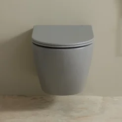 Wc Suspendu|Planète Bain Cuvette WC suspendu gris mat 54 cm sans bride fixations invisibles - Cyrus