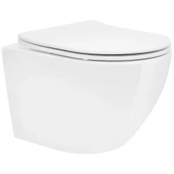 Luxebath Cuvette WC suspendu sans rebord céramique blanc abattant softclose nano revêt