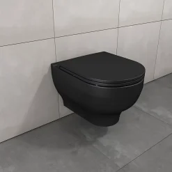 GoodHome Cuvette WC suspendu sans bride Cavally coloris noir
