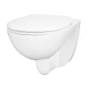 Wc Suspendu|GoodHome Cuvette WC suspendue compacte sans bord avec abattant et frein de chute, sortie horizontale, blanc, Tasi