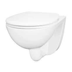 Wc Suspendu|GoodHome Cuvette WC suspendue compacte sans bord avec abattant et frein de chute, sortie horizontale, blanc, Tasi