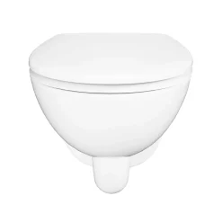 Wc Suspendu|GoodHome Cuvette WC suspendue compacte sans bord avec abattant et frein de chute, sortie horizontale, blanc, Tasi