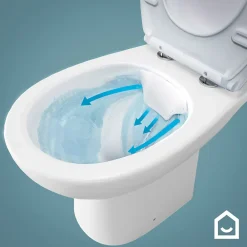 Wc Suspendu|GoodHome Cuvette WC suspendue compacte sans bord avec abattant et frein de chute, sortie horizontale, blanc, Tasi