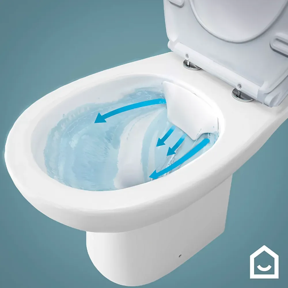 Wc Suspendu|GoodHome Cuvette WC suspendue compacte sans bord avec abattant et frein de chute, sortie horizontale, blanc, Tasi