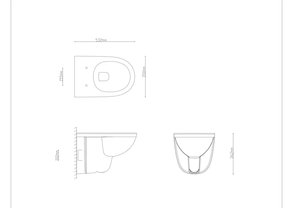 Wc Suspendu|GoodHome Cuvette WC suspendue compacte sans bord avec abattant et frein de chute, sortie horizontale, blanc, Tasi