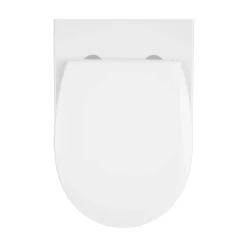 Wc Suspendu|GoodHome Cuvette WC suspendue compacte sans bord avec abattant et frein de chute, sortie horizontale, blanc, Tasi