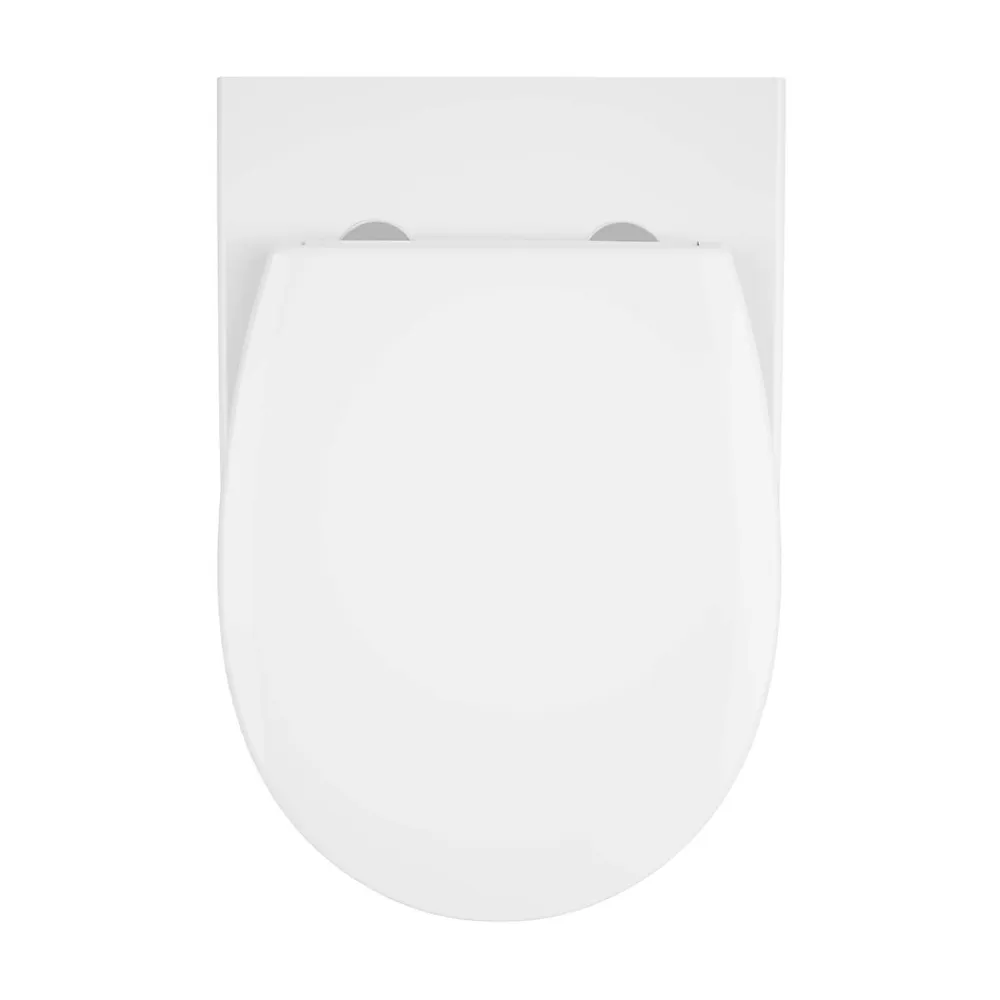 Wc Suspendu|GoodHome Cuvette WC suspendue compacte sans bord avec abattant et frein de chute, sortie horizontale, blanc, Tasi