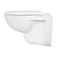 Wc Suspendu|GoodHome Cuvette WC suspendue compacte sans bord avec abattant et frein de chute, sortie horizontale, blanc, Tasi