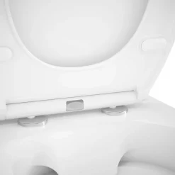 Wc Suspendu|GoodHome Cuvette WC suspendue compacte sans bord avec abattant et frein de chute, sortie horizontale, blanc, Tasi
