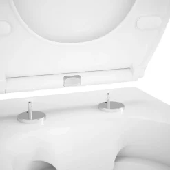 Wc Suspendu|GoodHome Cuvette WC suspendue compacte sans bord avec abattant et frein de chute, sortie horizontale, blanc, Tasi