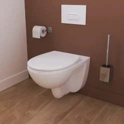 Wc Suspendu|GoodHome Cuvette WC suspendue compacte sans bord avec abattant et frein de chute, sortie horizontale, blanc, Tasi