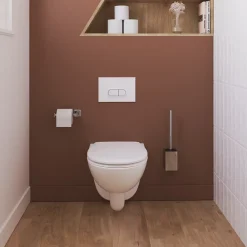 Wc Suspendu|GoodHome Cuvette WC suspendue compacte sans bord avec abattant et frein de chute, sortie horizontale, blanc, Tasi