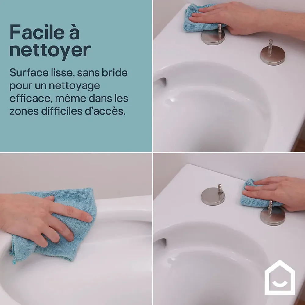 Wc Suspendu|GoodHome Cuvette WC suspendue sans bride avec abattant déclipsable et frein de chute, sortie horizontale, blanc, effet Vortex, Cavally