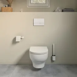 Wc Suspendu|GoodHome Cuvette WC suspendue sans bride avec abattant déclipsable et frein de chute, sortie horizontale, blanc, effet Vortex, Cavally