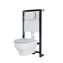 Wc Suspendu|GoodHome Cuvette WC suspendue sans bride avec abattant déclipsable et frein de chute, sortie horizontale, blanc, effet Vortex, Cavally