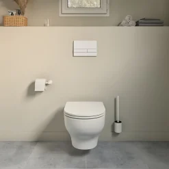 Wc Suspendu|GoodHome Cuvette WC suspendue sans bride avec abattant déclipsable et frein de chute, sortie horizontale, blanc, effet Vortex, Cavally
