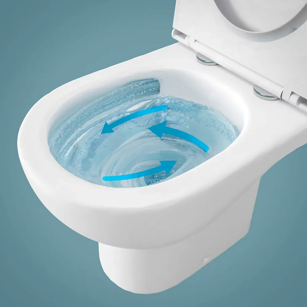 Wc Suspendu|GoodHome Cuvette WC suspendue sans bride avec abattant déclipsable et frein de chute, sortie horizontale, blanc, effet Vortex, Cavally