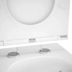Wc Suspendu|GoodHome Cuvette WC suspendue sans bride avec abattant déclipsable et frein de chute, sortie horizontale, blanc, effet Vortex, Cavally